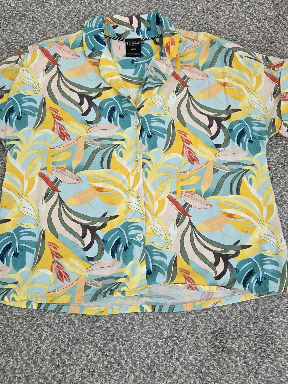 Yellow Tropical Print Short-Sleeve Shirt